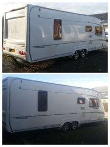 abby sprectrum caravan dull oxidised panels paintwork restored to shine and protect